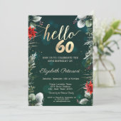Winter Flower Poinsettia Green 60e verjaardag Kaart (Staand voorkant)