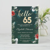 Winter Flower Poinsettia Green 65e verjaardag Kaart (Staand voorkant)
