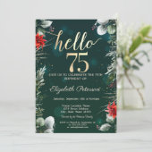 Winter Flower Poinsettia Green 75e verjaardag Kaart (Staand voorkant)