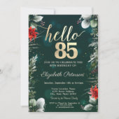 Winter Flower Poinsettia Green 85e verjaardag Kaart (Voorkant)