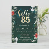 Winter Flower Poinsettia Green 85e verjaardag Kaart (Staand voorkant)