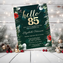 Winter Flower Poinsettia Green 85e verjaardag Kaart