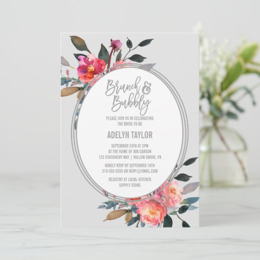 Winter Flower Wreath Brunch en Bubble Kaart (Staand voorkant)