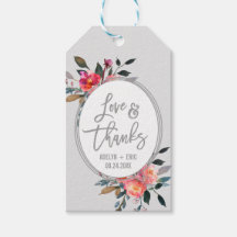 Winter Flower Wreator "Love & Bedankt" Favor Tags