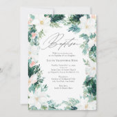 Winter Flowers Elegant Wreath Poinsettia Baptism Kaart (Voorkant)