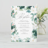 Winter Flowers Elegant Wreath Poinsettia Baptism Kaart (Staand voorkant)