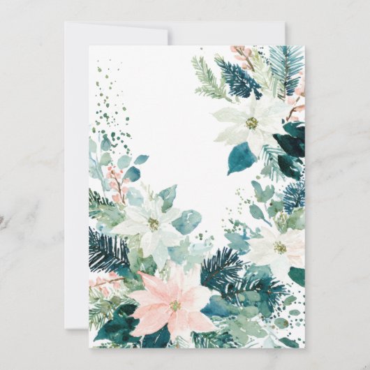 Winter Flowers Elegant Wreath Poinsettia Baptism Kaart (Achterkant)