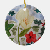 Winter Flowers & Holly Ceramic Ornament (Voorkant)