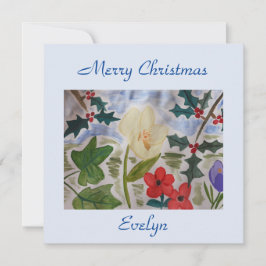 Winter Flowers & Holly Flat-kerstkaart Kaart