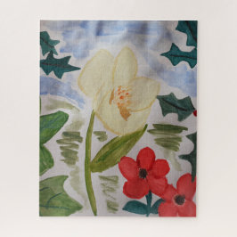 Winter Flowers & Holly Jigzaag Puzzle Legpuzzel