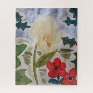 Winter Flowers & Holly Jigzaag Puzzle Legpuzzel