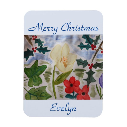 Winter Flowers & Holly Kerstmis Magneet (Verticaal)