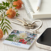 Winter Flowers & Holly Kerstmis Sleutelhanger (Voorkant Rechts)