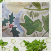 Winter Flowers & Holly Tea Towel Theedoek (Gevouwen)