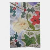Winter Flowers & Holly Tea Towel Theedoek (Verticaal)