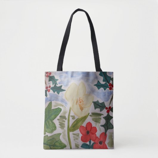Winter Flowers & Holly Tote Bag (Voorkant)