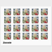 Winter Flowers & Holly Vierkante Sticker (Vel)