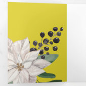 Winter Flowers Joyeux Noël Elegant Kerstmis Drieluik Wenskaart (Binnenzijde eerst)