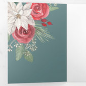 Winter Flowers Joyeux Noël Elegant Kerstmis Drieluik Wenskaart (Binnenzijde eerst)