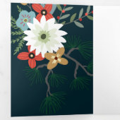 Winter Flowers Joyeux Noël Elegant Kerstmis Drieluik Wenskaart (Binnenzijde eerst)