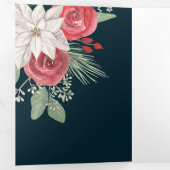 Winter Flowers Joyeux Noël Elegant Kerstmis Drieluik Wenskaart (Binnenzijde eerst)