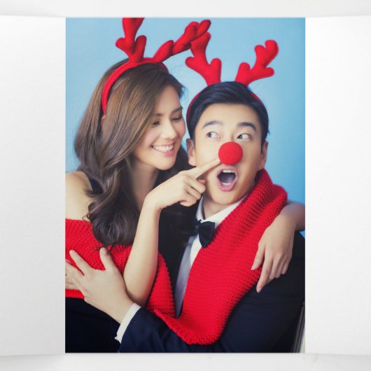 Winter Flowers Joyeux Noël Elegant Kerstmis Drieluik Wenskaart (Binnenkant midden)