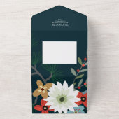 Winter Flowers Joyeux Noël Elegant Kerstmis Kaart (Buitenkant)