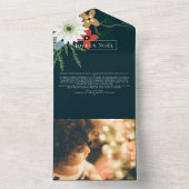 Winter Flowers Joyeux Noël Elegant Kerstmis Kaart (Binnen)