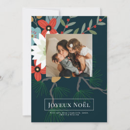 Winter Flowers Joyeux Noël Elegant Kerstmis Kaart