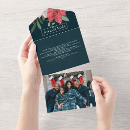 Winter Flowers Joyeux Noël Elegant Kerstmis Kaart