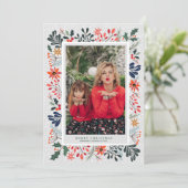 Winter Flowers kerstfoto Feestdagenkaart (Staand voorkant)