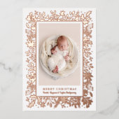 Winter Flowers kerstfoto Folie Feestdagenkaart (Voorkant)