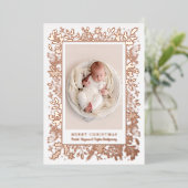 Winter Flowers kerstfoto Folie Feestdagenkaart (Staand Voorkant)