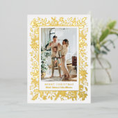 Winter Flowers kerstfoto Folie Feestdagenkaart (Staand Voorkant)