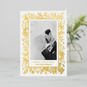 Winter Flowers kerstfoto Folie Feestdagenkaart (Staand Voorkant)