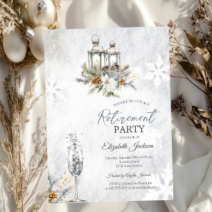 Winter Flowers Lantaarn Champagne Pensioen Kaart