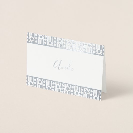 Winter Flowers Name Stationery Folie Kaarten (Voorkant)