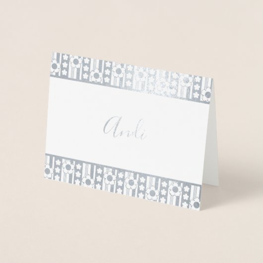 Winter Flowers Name Stationery Folie Kaarten (Voorkant)