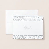 Winter Flowers Name Stationery Folie Kaarten (Voorkant met envelop)