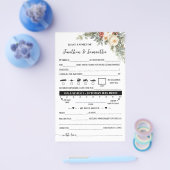 Winter Flowers Note for Couple Wedding Game Card Flyer (Enkel)