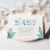 Winter Flowers Oh Baby shower Uitnodiging