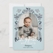 Winter Flowers Photo Arch Cute Holiday Card Feestdagenkaart (Voorkant)