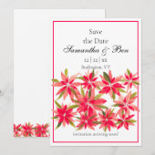 Winter Flowers Poinsettia Wedding Save the Date (Voorkant / Achterkant)