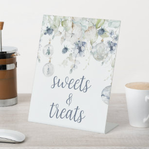 Winter Flowers Shower Sweets & Treins Reclamebord Met Voetstuk