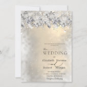 Winter Flowers String Lights Wedding  Invitation Kaart (Voorkant)