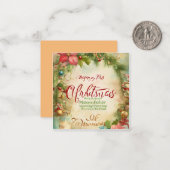 "Winter fluistert: Feestelijke Groeten Platte Kers Notitiekaartje (Voorkant / Achterkant in situ)