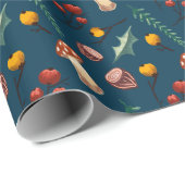 Winter foerageerpaddestoel cadeaupapier (Rol Hoek)