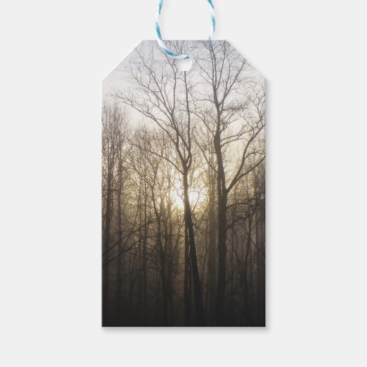 Winter Fog Sunrise Natuur Foto Cadeaulabel (Voorkant)