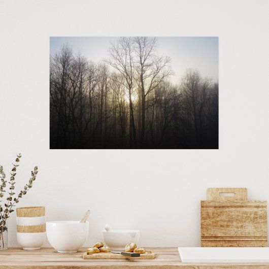Winter Fog Sunrise Natuur Foto Poster (Keuken)