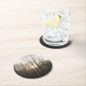 Winter Fog Sunrise Natuur Foto Ronde Kartonnen Onderzetter (Insitu)